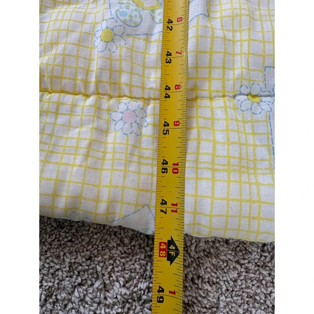 Vintage Yellow Gingham Teddy Bear Baby‎ Quilt Blanket Crib Nursery 38x48 Read